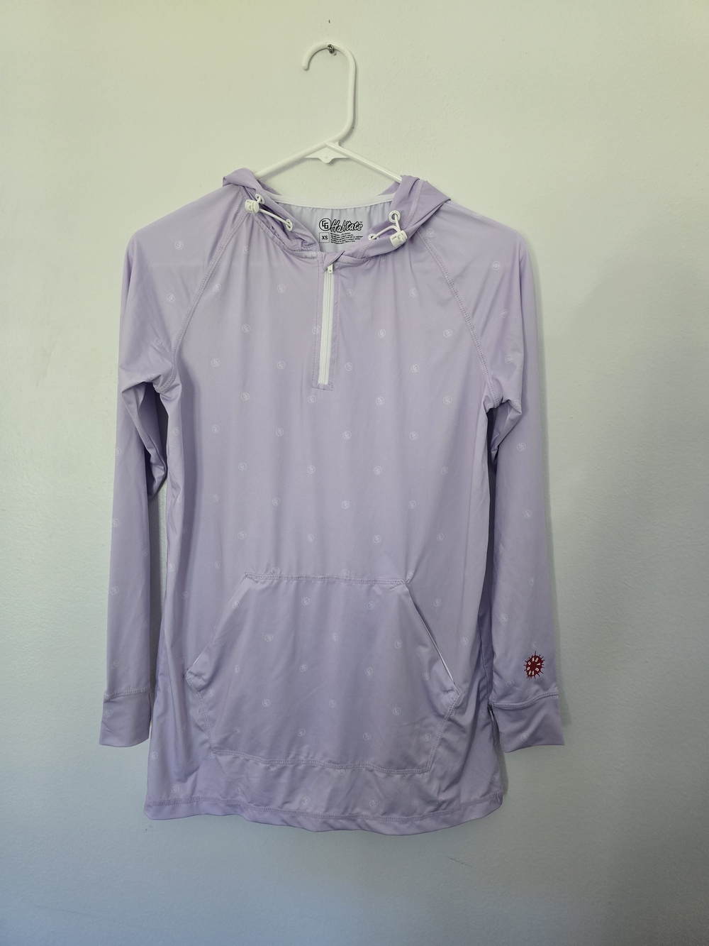 Habitat Light Lavender Purple UV Hooded Pullover with Front Pocket Quarter Zip